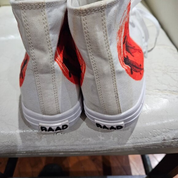 RAAD Shop White Canvas High-Top Sneakers With Red Koi Fish Design US 11M / EU 45 - Picture 7 of 8